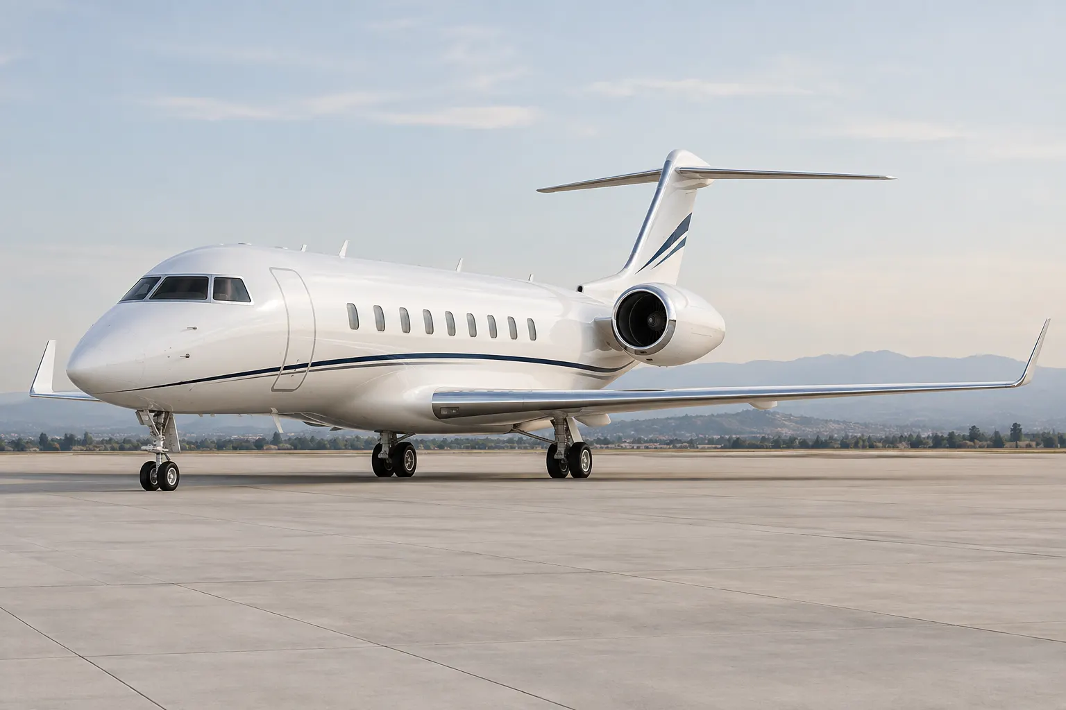 Generated illustration of a heavy jet on an airport apron.