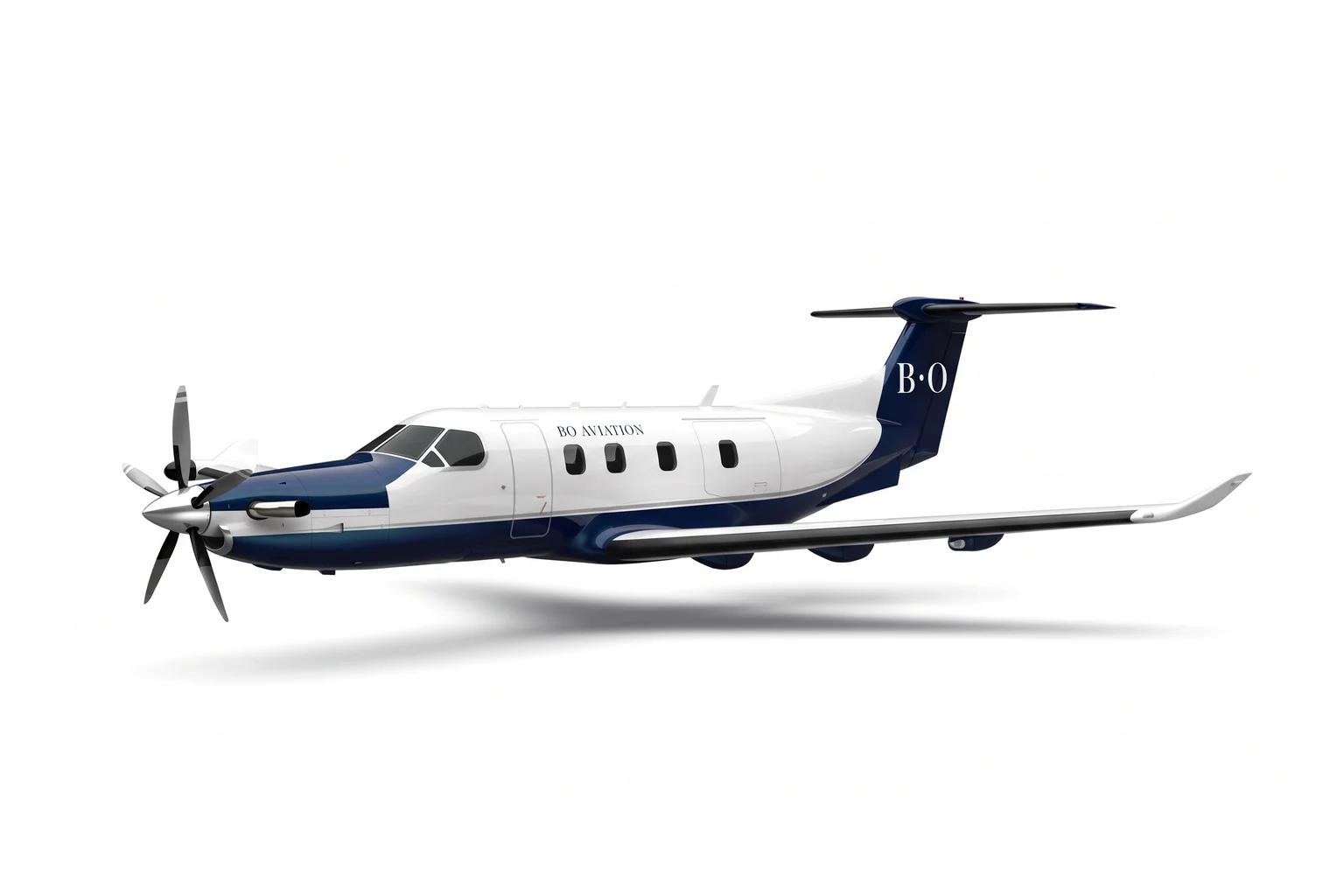 Generated illustration of a turboprop in flight in the Bo Aviation livery.